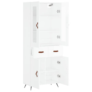 vidaXL Highboard High Gloss White 69.5x34x180 cm Engineered Wood