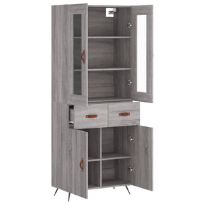 vidaXL Highboard Grey Sonoma 69.5x34x180 cm Engineered Wood