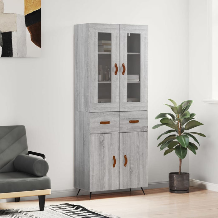 vidaXL Highboard Grey Sonoma 69.5x34x180 cm Engineered Wood