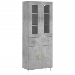 vidaXL Highboard Concrete Grey 69.5x34x180 cm Engineered Wood