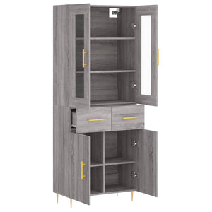 vidaXL Highboard Grey Sonoma 69.5x34x180 cm Engineered Wood