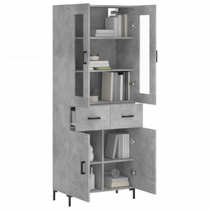 vidaXL Highboard Concrete Grey 69.5x34x180 cm Engineered Wood