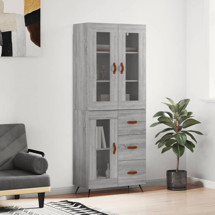 vidaXL Highboard Grey Sonoma 69.5x34x180 cm Engineered Wood