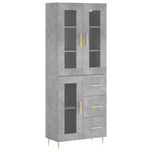 vidaXL Highboard Concrete Grey 69.5x34x180 cm Engineered Wood