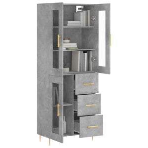 vidaXL Highboard Concrete Grey 69.5x34x180 cm Engineered Wood