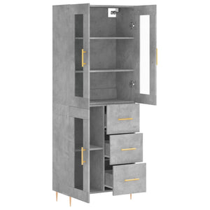 vidaXL Highboard Concrete Grey 69.5x34x180 cm Engineered Wood