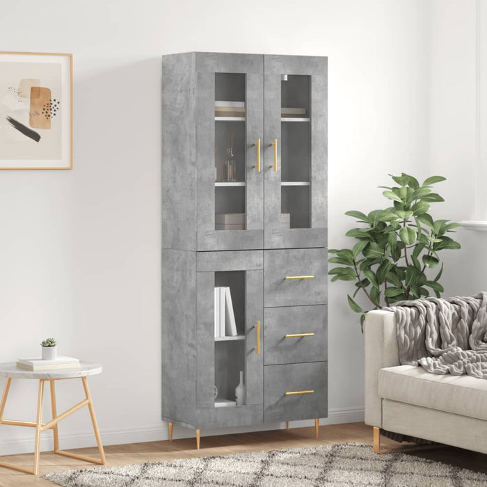 vidaXL Highboard Concrete Grey 69.5x34x180 cm Engineered Wood