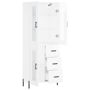 vidaXL Highboard High Gloss White 69.5x34x180 cm Engineered Wood