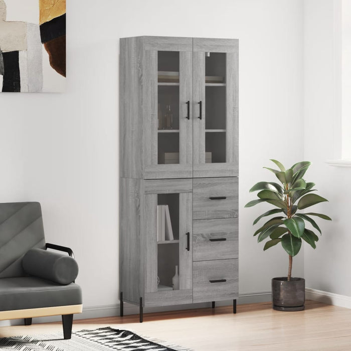 vidaXL Highboard Grey Sonoma 69.5x34x180 cm Engineered Wood