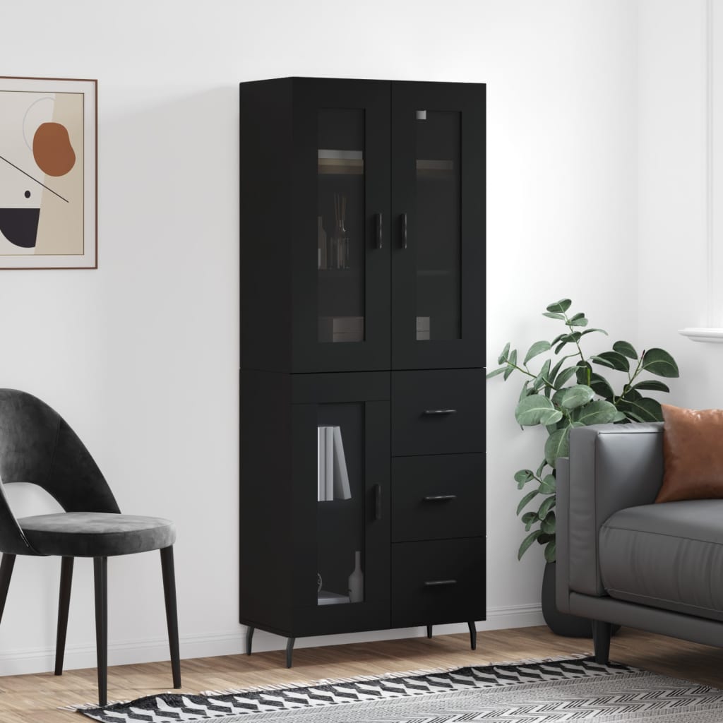 vidaXL Highboard Black 69.5x34x180 cm Engineered Wood