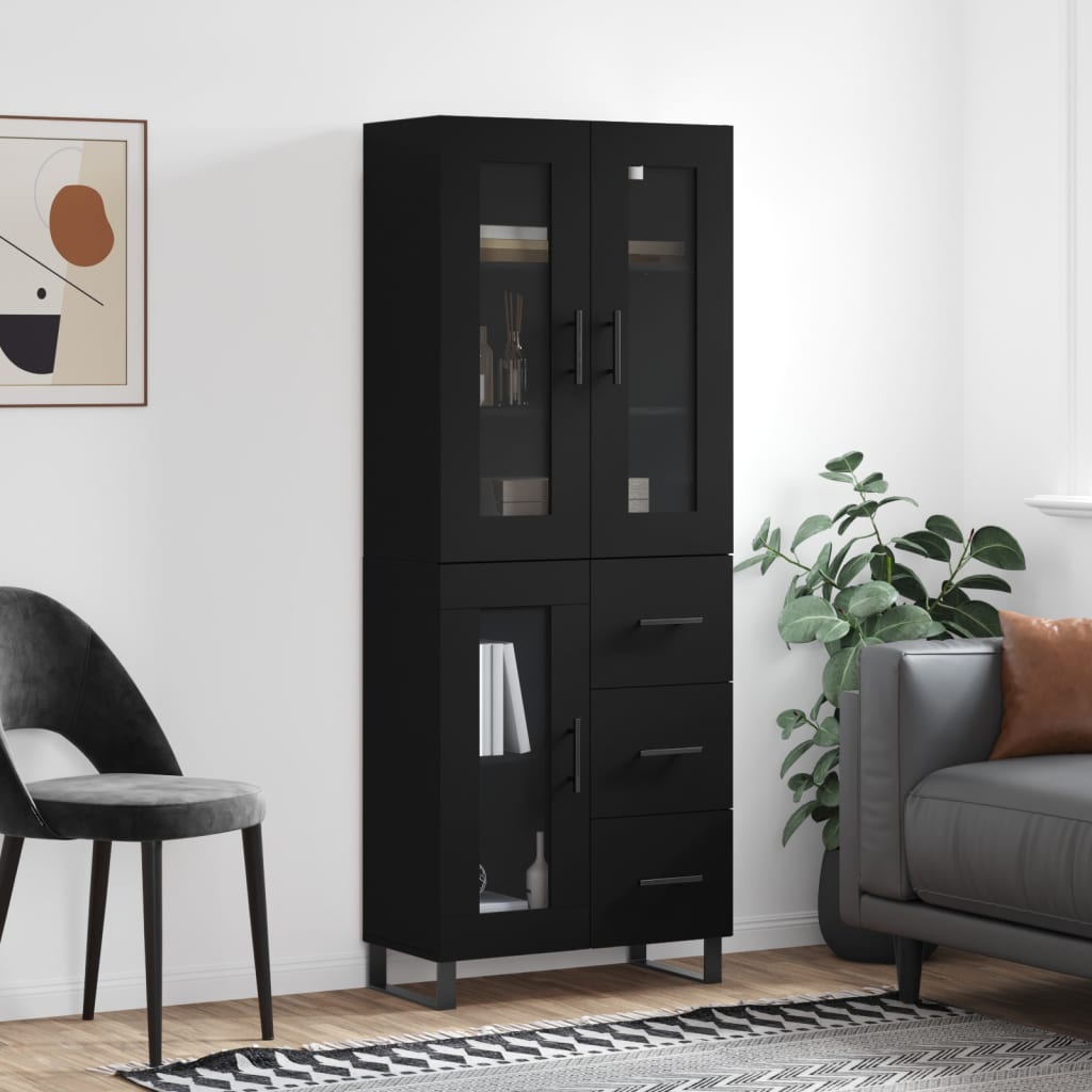 vidaXL Highboard Black 69.5x34x180 cm Engineered Wood