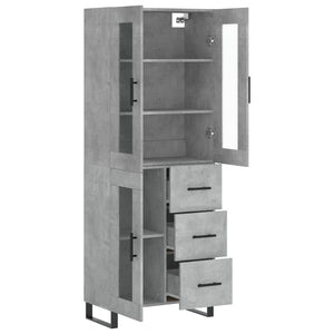 vidaXL Highboard Concrete Grey 69.5x34x180 cm Engineered Wood