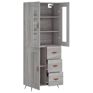 vidaXL Highboard Grey Sonoma 69.5x34x180 cm Engineered Wood