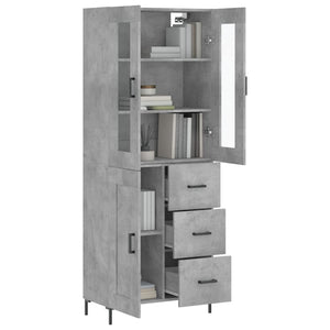 vidaXL Highboard Concrete Grey 69.5x34x180 cm Engineered Wood