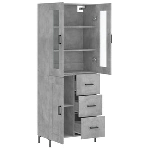 vidaXL Highboard Concrete Grey 69.5x34x180 cm Engineered Wood