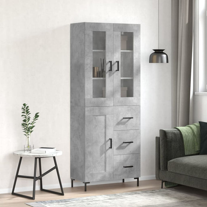 vidaXL Highboard Concrete Grey 69.5x34x180 cm Engineered Wood