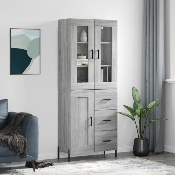 vidaXL Highboard Grey Sonoma 69.5x34x180 cm Engineered Wood