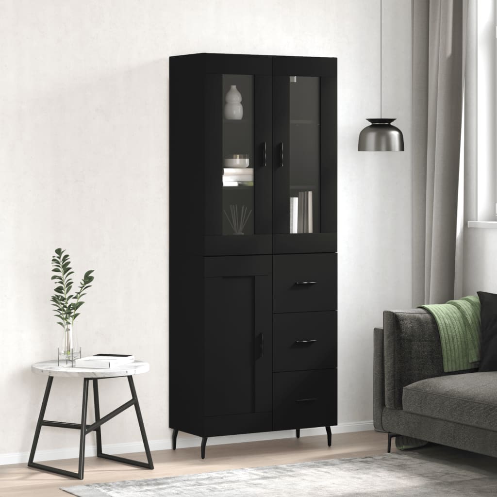 vidaXL Highboard Black 69.5x34x180 cm Engineered Wood