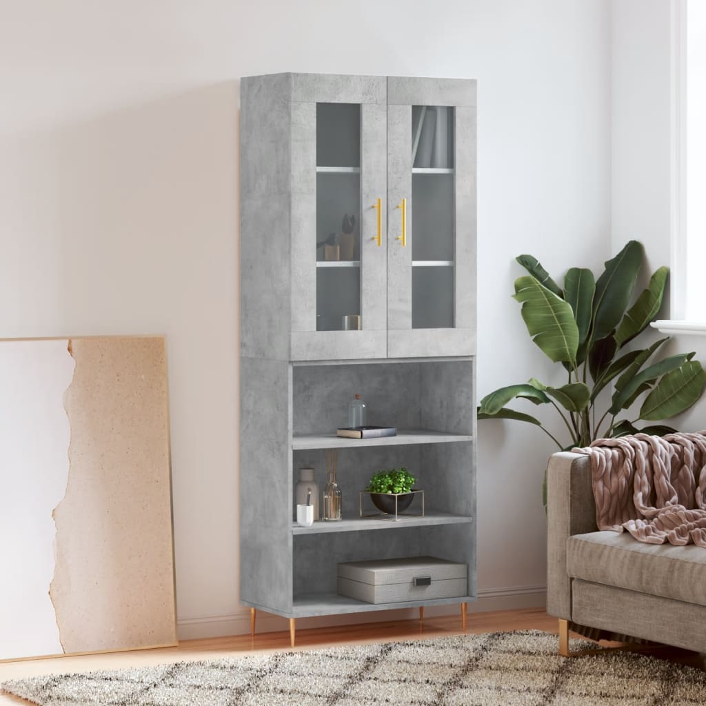 vidaXL Highboard Concrete Grey 69.5x34x180 cm Engineered Wood