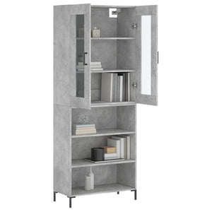 vidaXL Highboard Concrete Grey 69.5x34x180 cm Engineered Wood