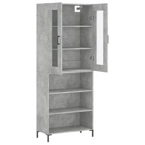 vidaXL Highboard Concrete Grey 69.5x34x180 cm Engineered Wood