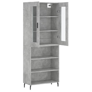 vidaXL Highboard Concrete Grey 69.5x34x180 cm Engineered Wood