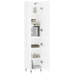 vidaXL Highboard High Gloss White 34.5x34x180 cm Engineered Wood