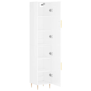 vidaXL Highboard High Gloss White 34.5x34x180 cm Engineered Wood