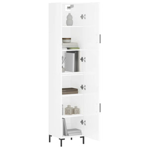 vidaXL Highboard High Gloss White 34.5x34x180 cm Engineered Wood