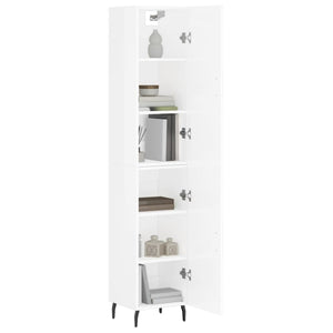 vidaXL Highboard High Gloss White 34.5x34x180 cm Engineered Wood