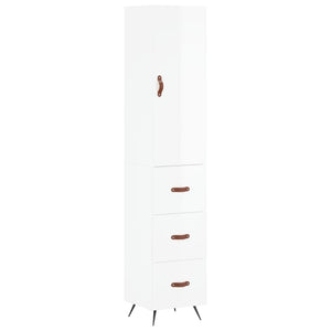 vidaXL Highboard High Gloss White 34.5x34x180 cm Engineered Wood