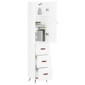 vidaXL Highboard High Gloss White 34.5x34x180 cm Engineered Wood