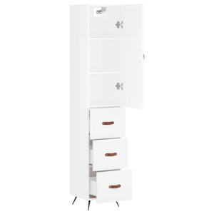 vidaXL Highboard High Gloss White 34.5x34x180 cm Engineered Wood