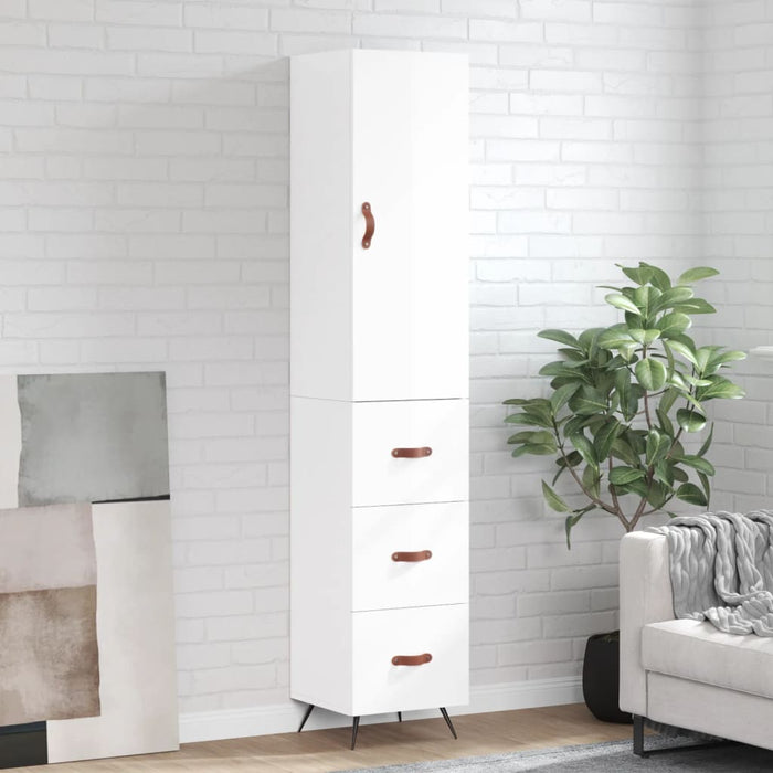 vidaXL Highboard High Gloss White 34.5x34x180 cm Engineered Wood