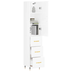 vidaXL Highboard High Gloss White 34.5x34x180 cm Engineered Wood