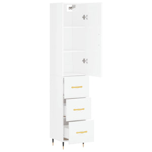 vidaXL Highboard High Gloss White 34.5x34x180 cm Engineered Wood