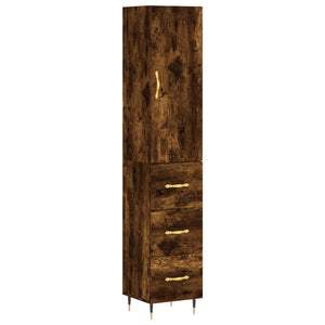 vidaXL Highboard Smoked Oak 34.5x34x180 cm Engineered Wood