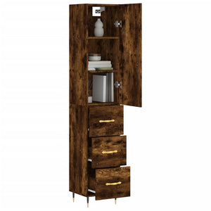 vidaXL Highboard Smoked Oak 34.5x34x180 cm Engineered Wood