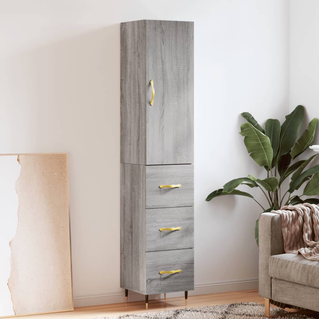 vidaXL Highboard Grey Sonoma 34.5x34x180 cm Engineered Wood