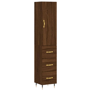 vidaXL Highboard Brown Oak 34.5x34x180 cm Engineered Wood