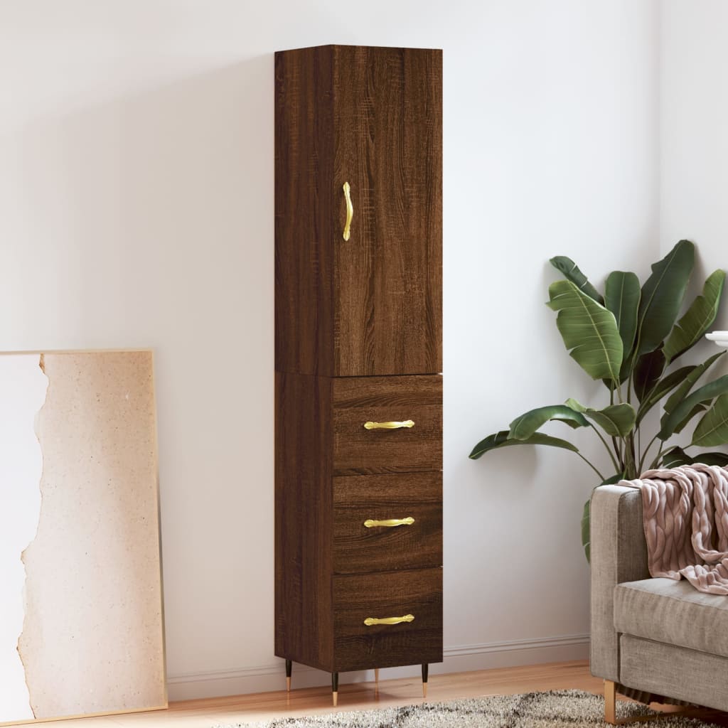 vidaXL Highboard Brown Oak 34.5x34x180 cm Engineered Wood