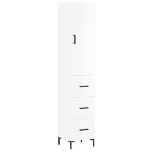 vidaXL Highboard High Gloss White 34.5x34x180 cm Engineered Wood