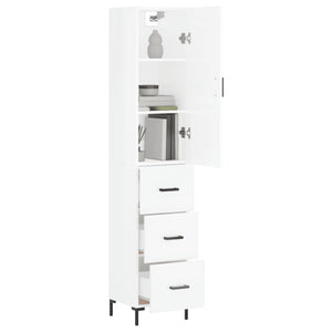 vidaXL Highboard High Gloss White 34.5x34x180 cm Engineered Wood