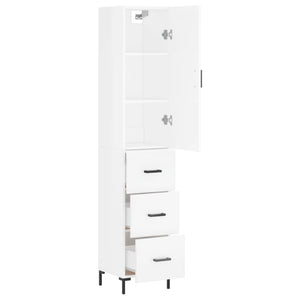 vidaXL Highboard High Gloss White 34.5x34x180 cm Engineered Wood