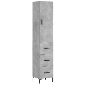 vidaXL Highboard Concrete Grey 34.5x34x180 cm Engineered Wood