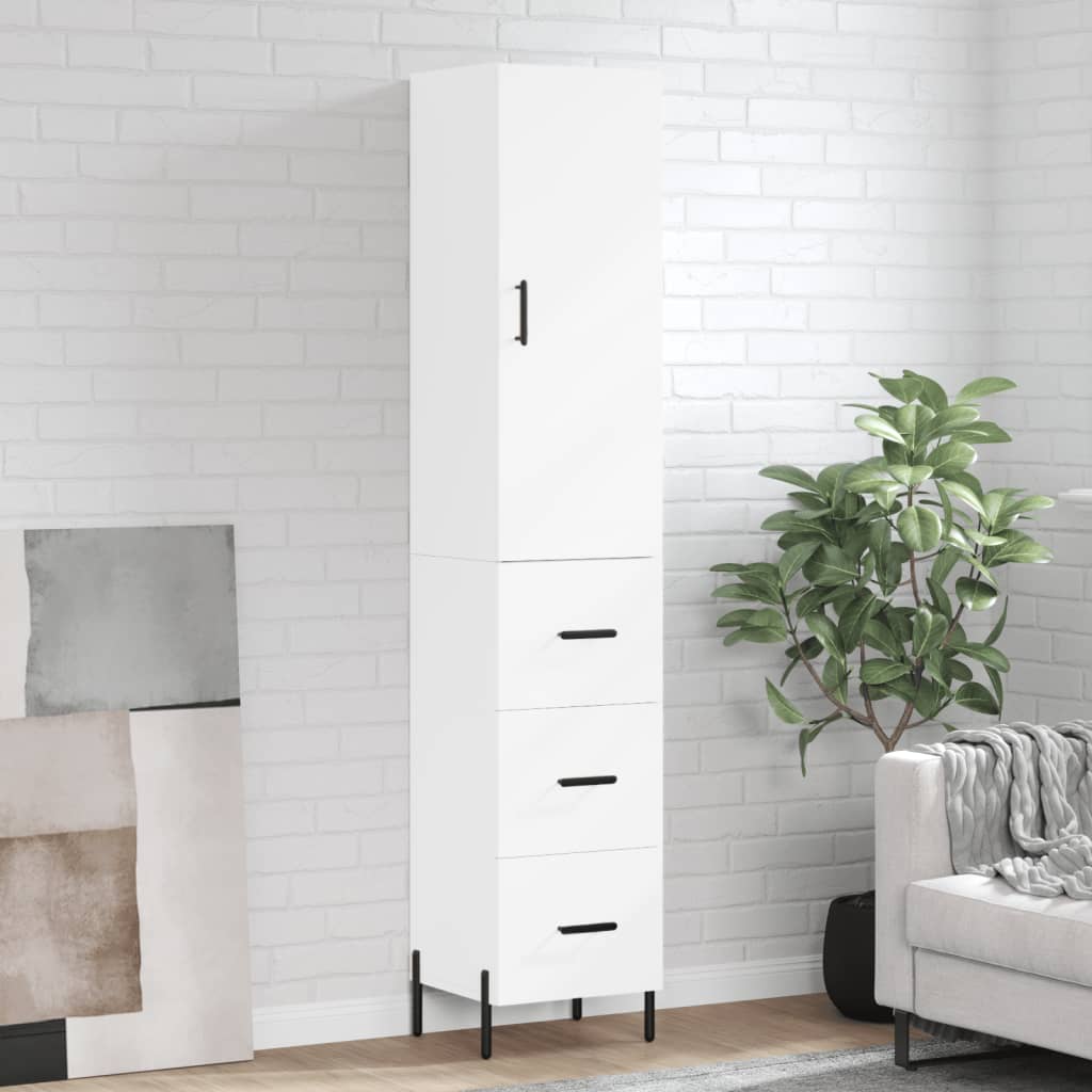 vidaXL Highboard White 34.5x34x180 cm Engineered Wood