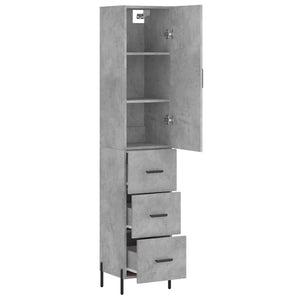 vidaXL Highboard Concrete Grey 34.5x34x180 cm Engineered Wood