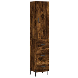 vidaXL Highboard Smoked Oak 34.5x34x180 cm Engineered Wood