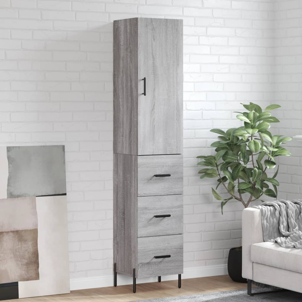 vidaXL Highboard Grey Sonoma 34.5x34x180 cm Engineered Wood