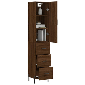 vidaXL Highboard Brown Oak 34.5x34x180 cm Engineered Wood